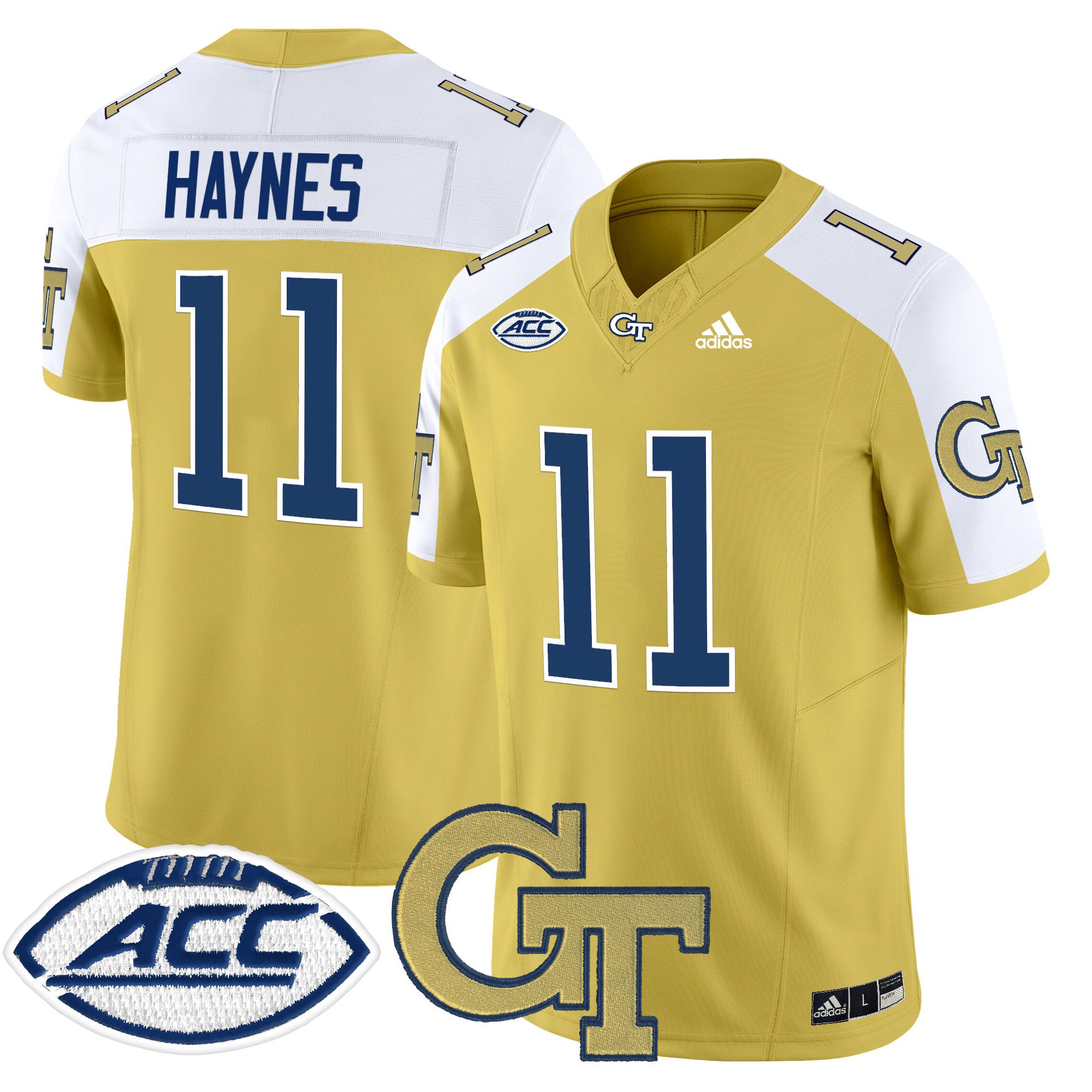 Men Georgia Tech #11 Haynes Yellow Asidas 2024 Vapor Limited NCAA Jersey